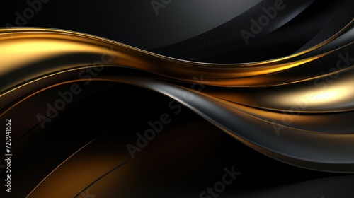 Abstract Black and Gold Ribbons Background AI Generated