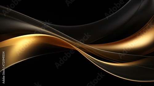 Abstract gold and black wavy background. 3d rendering, 3d illustration. Generative AI