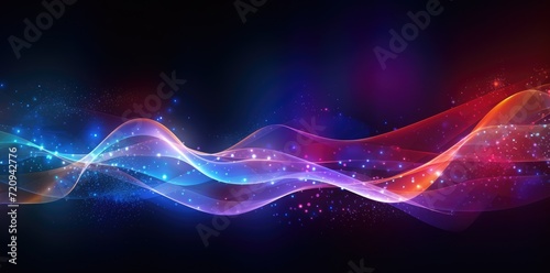 A striking image capturing a colorful wave of light against a dark black background.