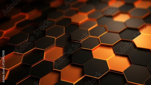 Abstract Black and Orange Hexagonal Background AI Generated