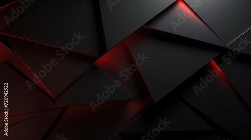Abstract black and red background with triangles. 3d render illustration. Generative AI