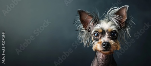 Stunning Portrait of a Chinese Crested Dog with Ample Copy Space