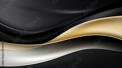 Black and gold wavy background. 3d render. Luxury design Generative AI