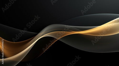 Abstract Black White and Gold Waved Lines Background AI Generated