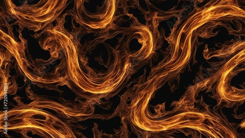 abstract background with fire A black background with yellow and orange fire flames burning in the center 