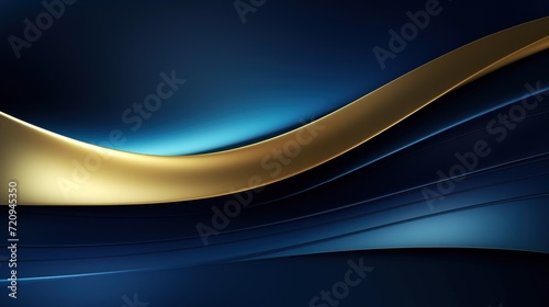 Blue and gold metallic background. Element for design. 3d render Generative AI