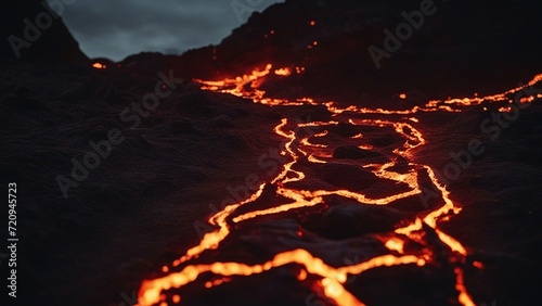 fire in the night A dark and dangerous path to the underworld, with lava and fire everywhere 