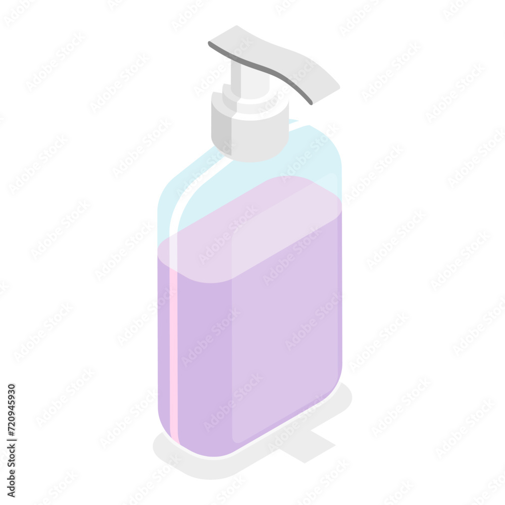 3D Isometric Flat Vector Icon of Detergent Product Plastic Bottles Set, Household Products. Item 7 3D Isometric Flat Vector Icon of Detergent Product Plastic Bottles Set, Household Products. Item 7