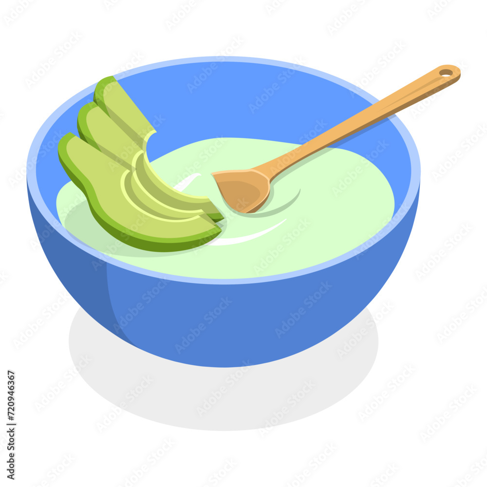3D Isometric Flat Vector Illustration of Cereal Breakfast, Bowls with Porridge, Fruits, Yogurt and Berries. Item 3 3D Isometric Flat Vector Illustration of Cereal Breakfast, Bowls with Porridge, Fruits, Yogurt and Berries. Item 3