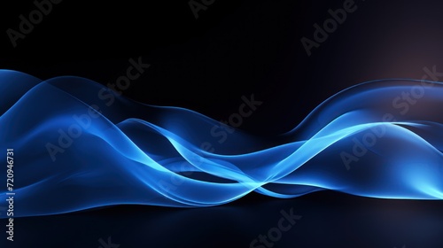 Abstract blue wave on black background. 3d rendering, 3d illustration. Generative AI