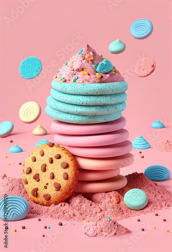 colorful fun dessert cookie pastry bakery isolated on background