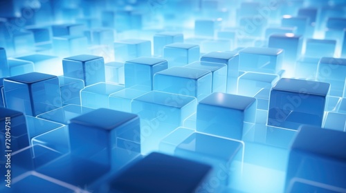 abstract blue cubes background  3d render illustration  square design Generative AI