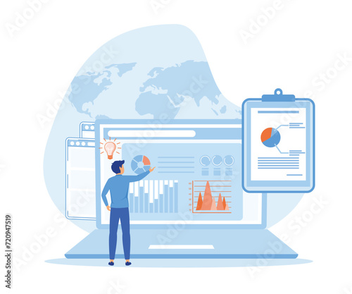  Business intelligence concept, with various items. flat vector modern illustration 