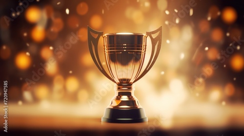 3d render of a trophy cup on bokeh background. Generative AI