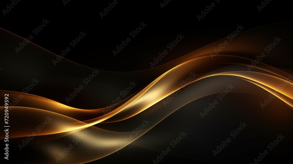 Abstract gold waves on black background. illustration for your design. Generative AI