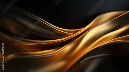 Golden fabric on a black background. 3d rendering, 3d illustration. Generative AI