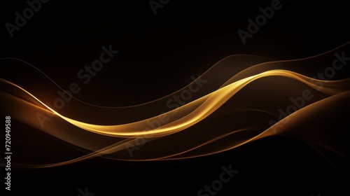 Abstract gold wave on black background. illustration for your design. Generative AI © Alex
