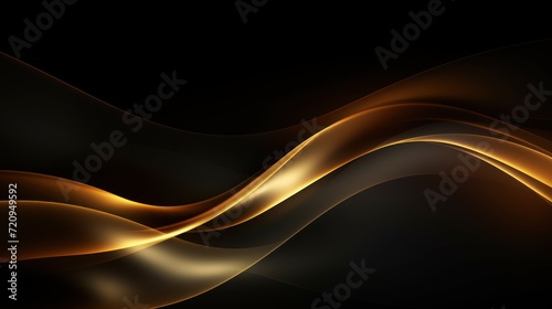 Abstract gold waves on black background. illustration for your design. Generative AI