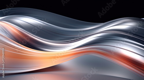 abstract background with smooth wavy lines in orange and grey colors Generative AI