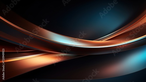 Abstract orange and blue wavy metallic background. 3d render illustration Generative AI