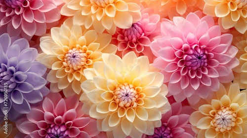 Seamless pattern with dahlias. Floral background. Generative AI © Alex