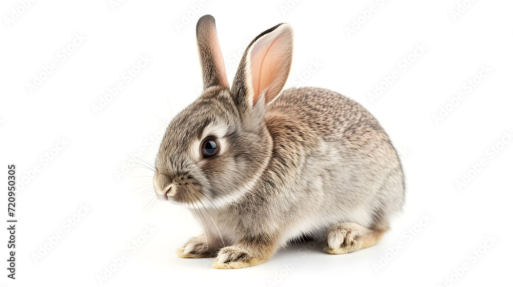 Fototapeta premium Rabbit on white background, stock photo. easter day.