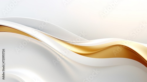 Abstract white and golden wavy background. 3d render illustration. Generative AI