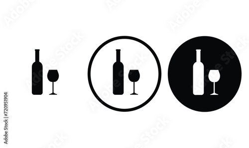 icon drink alcohol black outline for web site design  and mobile dark mode apps  Vector illustration on a white background