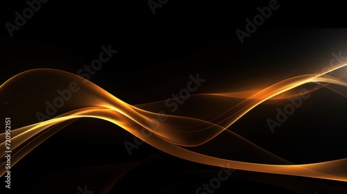 Abstract golden smooth lines on black background. illustration for your design Generative AI
