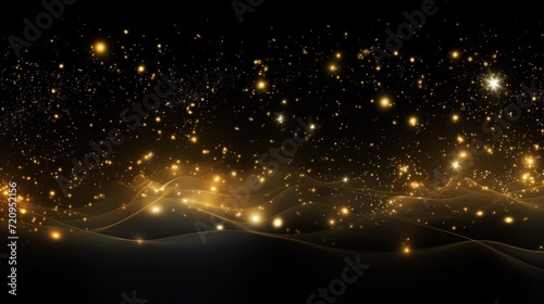 Abstract background with golden lines and sparkles. Illustration. Generative AI © Alex