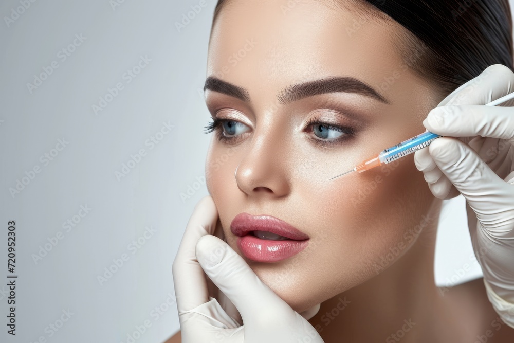 Facial skin enhancement injections close-up. Facial skin enhancement injections close-up.