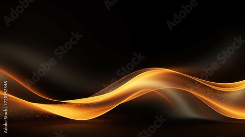 Abstract golden wave on black background. illustration for your design. Generative AI