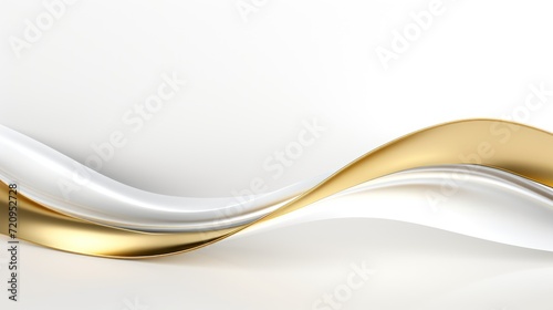 Abstract white and gold wavy background. 3d vector illustration. Generative AI