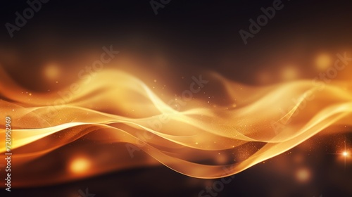 Abstract gold fire wave on black background. illustration eps10 Generative AI