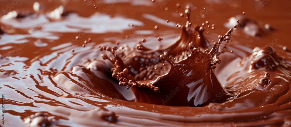 Close-Up Brownish Chocolate Splash Up-Close: A Deliciously Tempting Image of a Brownish Chocolate Splash Up-Close Close-Up Brownish Chocolate Splash Up-Close: A Deliciously Tempting Image of a Brownish Chocolate Splash Up-Close