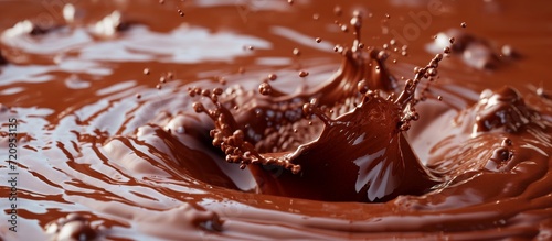 Close-Up Brownish Chocolate Splash Up-Close: A Deliciously Tempting Image of a Brownish Chocolate Splash Up-Close