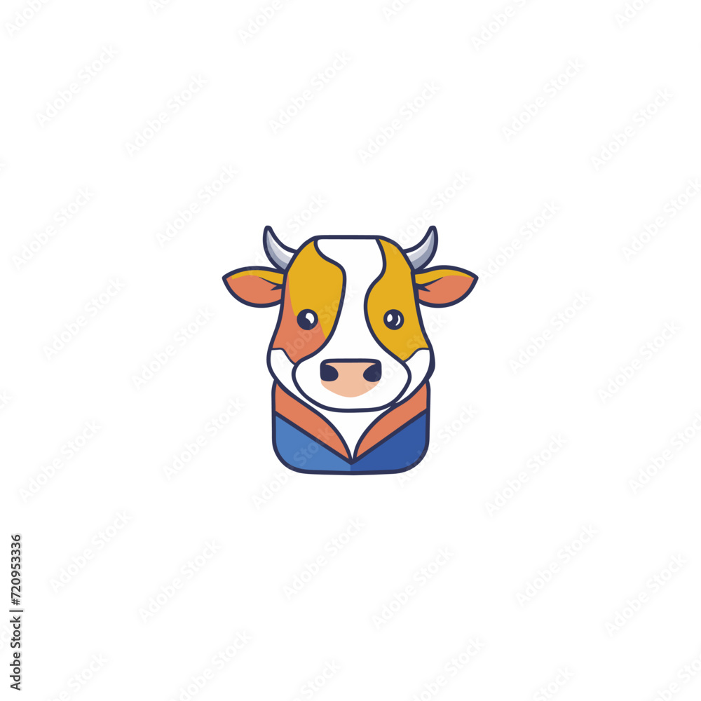 Naklejka premium cute cow head logo design