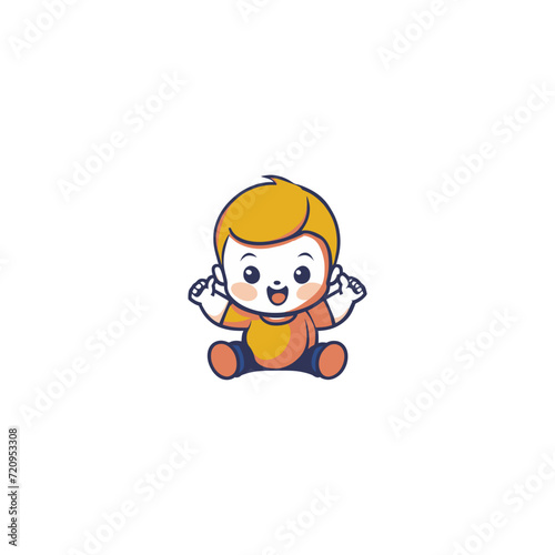 Cute Baby Logo Design Vector