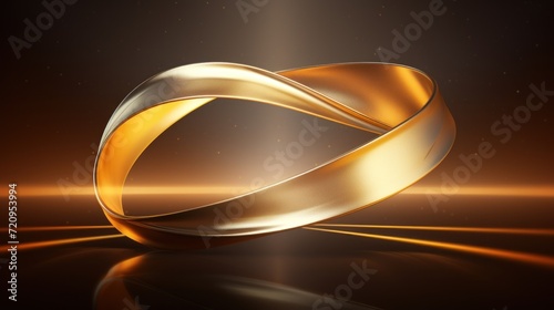 Wedding rings on a golden background. 3D illustration. Generative AI