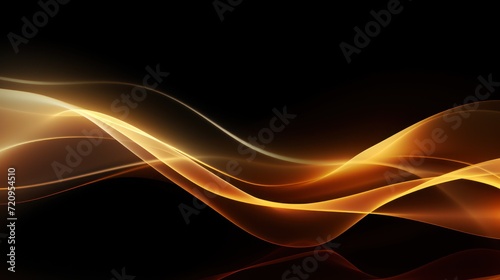 abstract golden wave on a black background. eps10 vector Generative AI