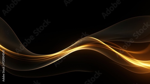 Abstract gold wave on black background. Design element for brochure, website, flyer. Generative AI