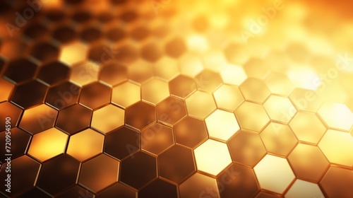 golden honeycomb background with some smooth lines in it (3d render) Generative AI © Alex