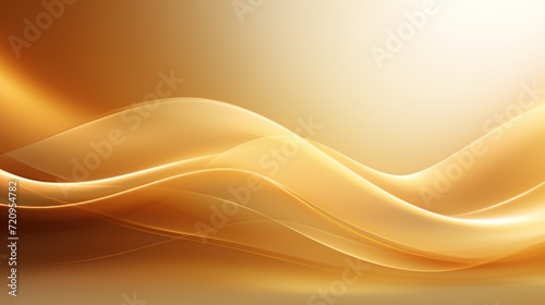 abstract golden background with smooth wavy lines. illustration. Generative AI