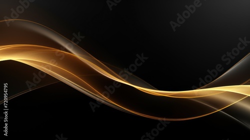 abstract golden waves on a black background, abstract background for wallpaper Generative AI