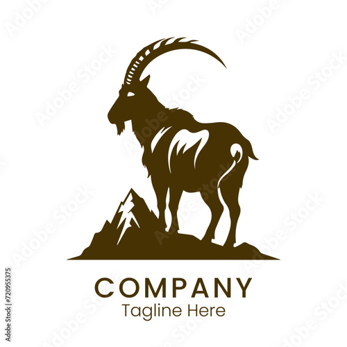 Mountain goat logo design template silhouette for brand or company photo
