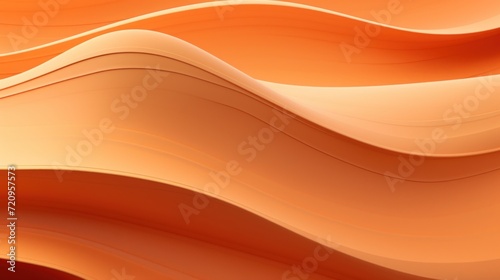 Abstract orange background with smooth wavy lines. 3d render illustration Generative AI
