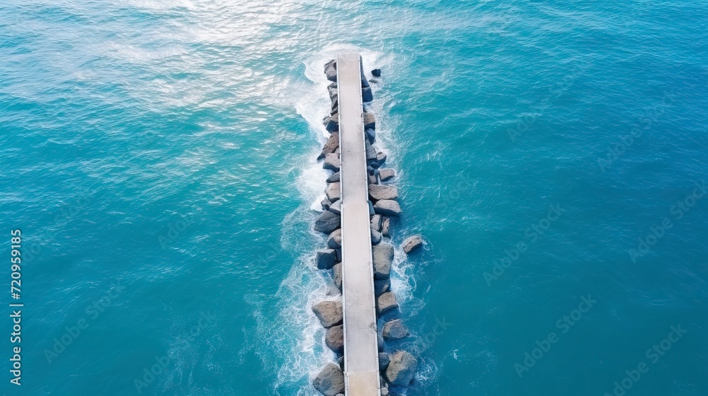 Aerial view of a jetty in the middle of the sea Generative AI