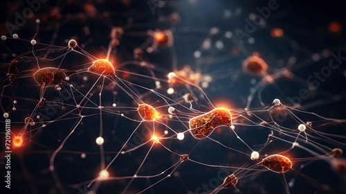 3d rendering of human body and neurons in connection. Science and medical background. Generative AI