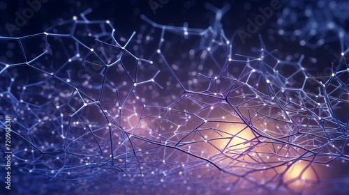 Abstract 3d rendering of chaotic network structure. Futuristic technology style. Generative AI
