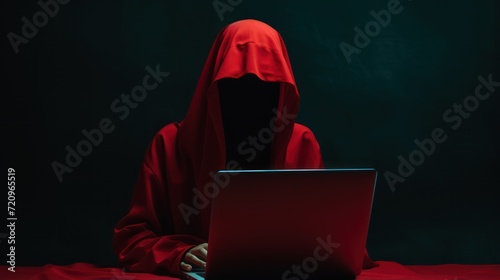 Anonymous Woman Working with Laptop AI Generated